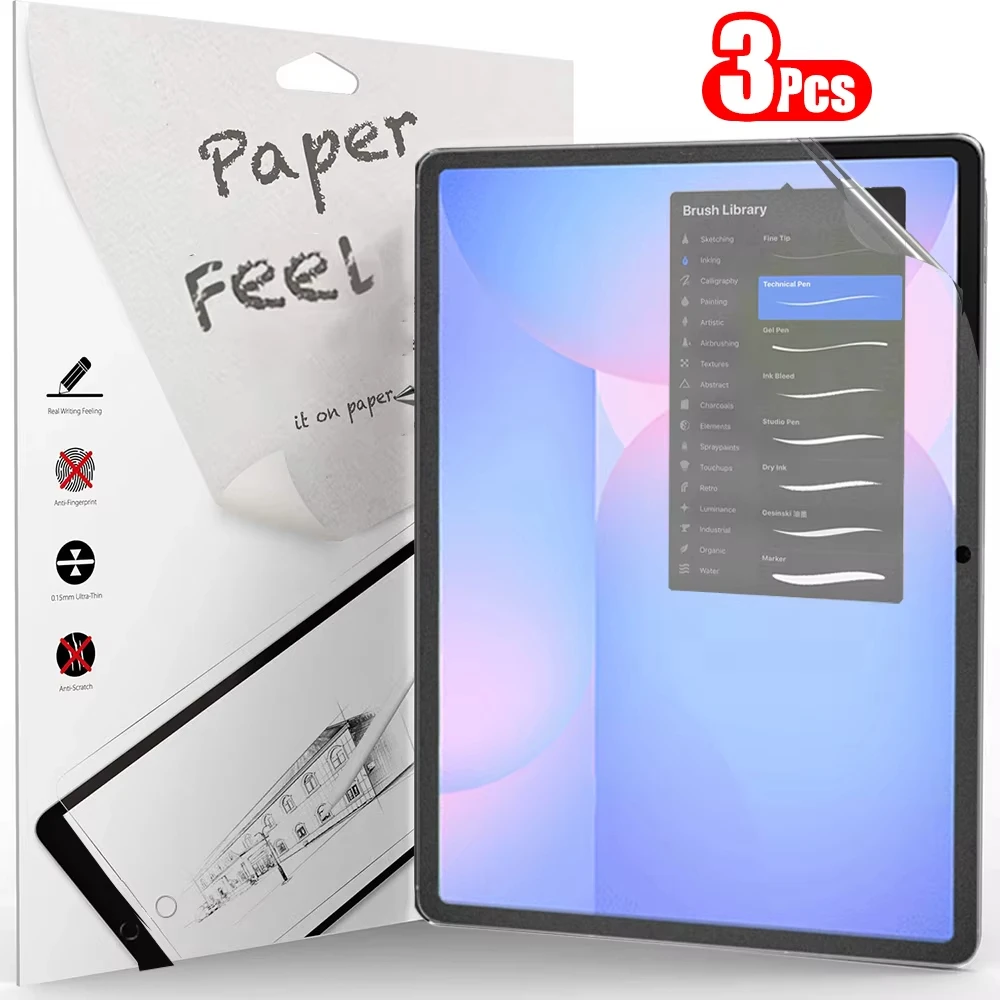 3Pcs Paper Feel Screen Protector for Samsung Tab S10 Ultra S10 FE S9 FE S8 S7 S6 Lite A9 A8 A7 Lite Non Glass Film