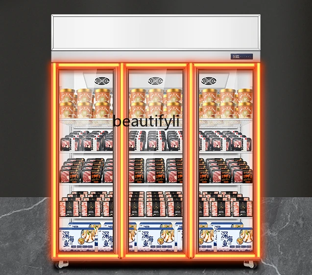 Frozen display cabinet Commercial quick-freezing cabinet Supermarket ice cream Fresh meat balls Durian freezer