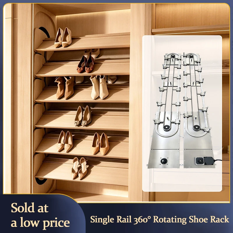 Electric 360 Rotating Lift Shoe Rack Hardware Multilayer Smart Storage Cabinet System Auto Flip Space Saving Home Organizer