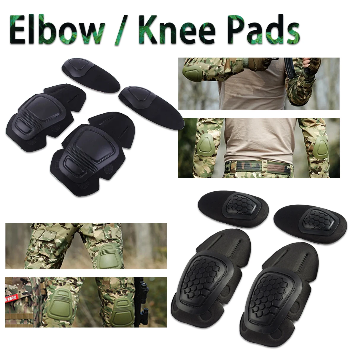 

Tactical Knee Pads Elbow Support Paintball Airsoft Protection Kneepad Interpolated Knee Protector Set Gear Combat