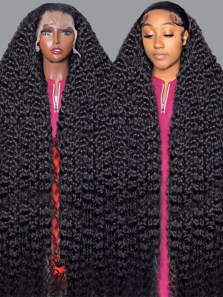 40 46 אינץ 'גל עמוק 13x6 13x4 פרונטל שיער אנושי פרוק 200% רמי קרל 360 פרונטל מלא שיער אנושי עבור נשים שחורות