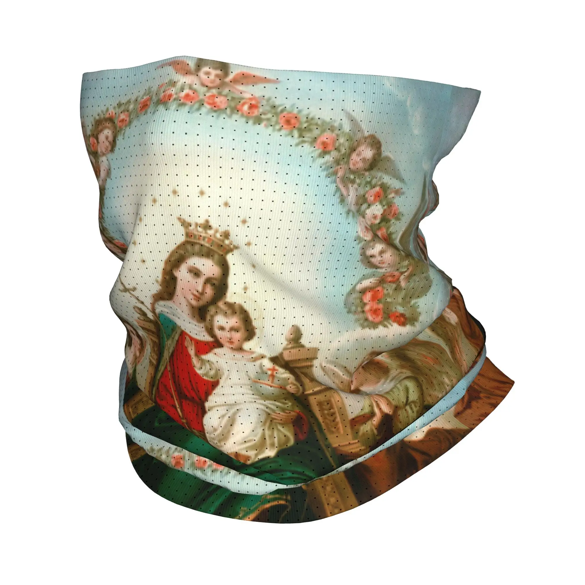 

Custom Virgin Mary Bandana Winter Neck Warmer Men Windproof Wrap Face Scarf for Hiking Catholic Christian Gaiter Headband
