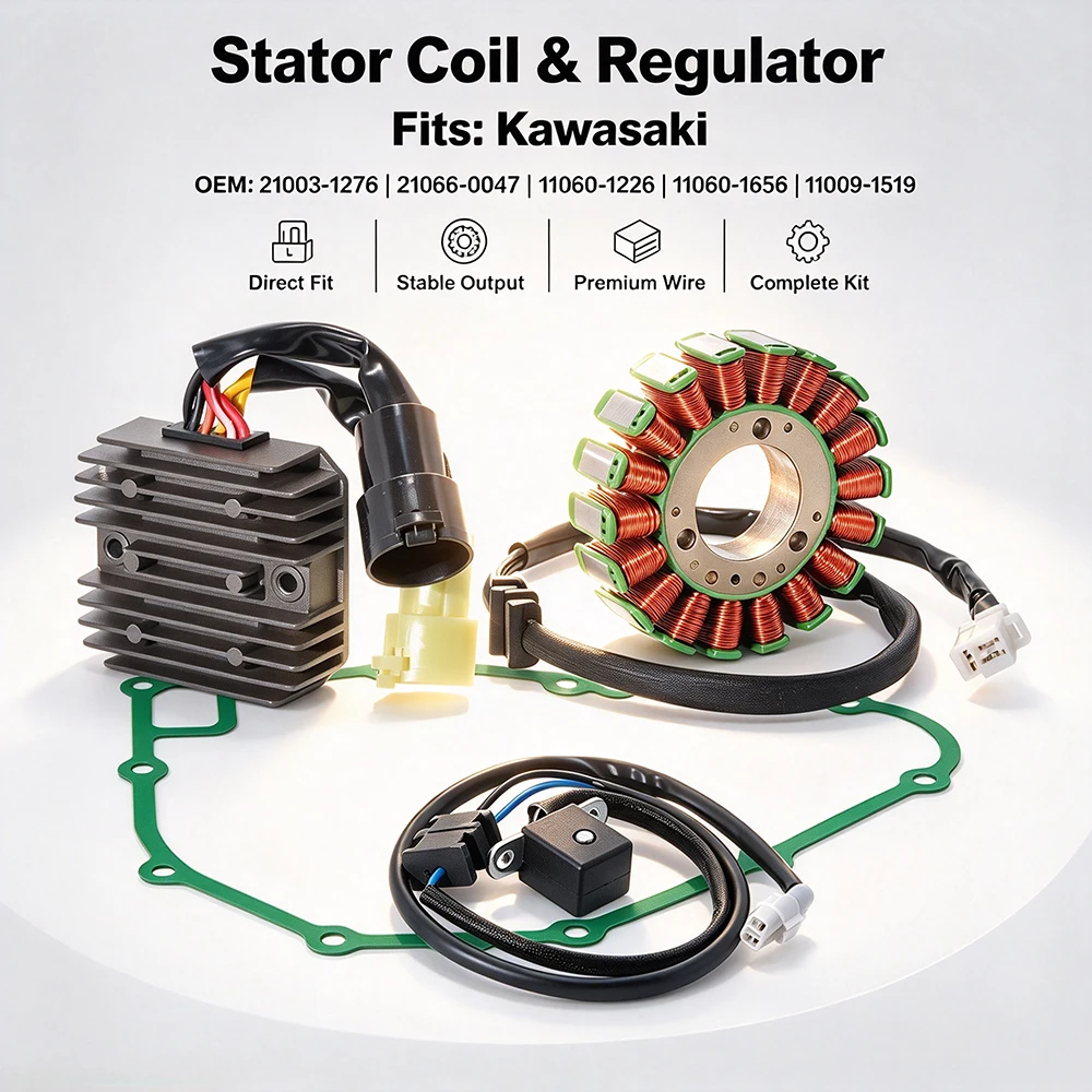 Stator Coil & Regulator Rectifier For Kawasaki KLF300 Bayou 300 2WD 1999-2006 OEM:21003-1276 21066-0047 11060-1226 11009-1519