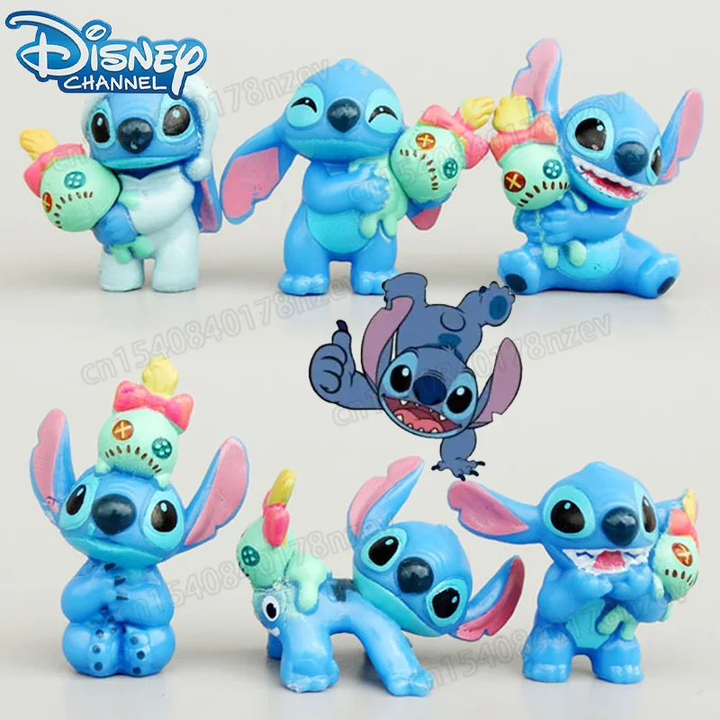 

6pcs Disney Stitch Action Figure Cartoon Cute Stitch Figurine Decoration Doll for Kids Birthday Cake DIY Ornament Accessories