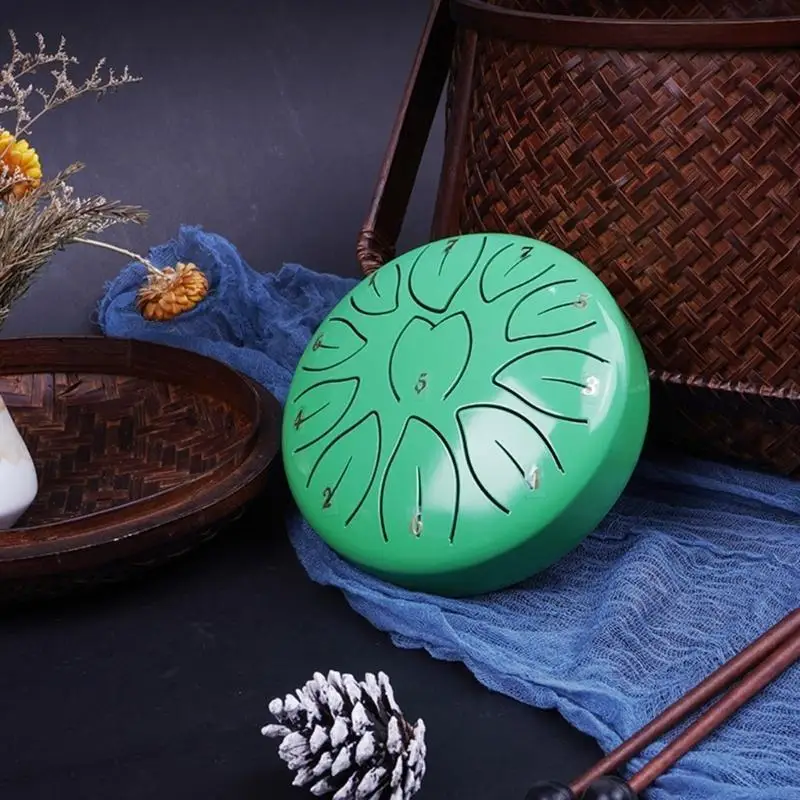 

F1FD Portable Small Healing Drum Portable Handpans Drum Percussions Instrument 11 Tone Small Steel Tongue Drum Musical Toy