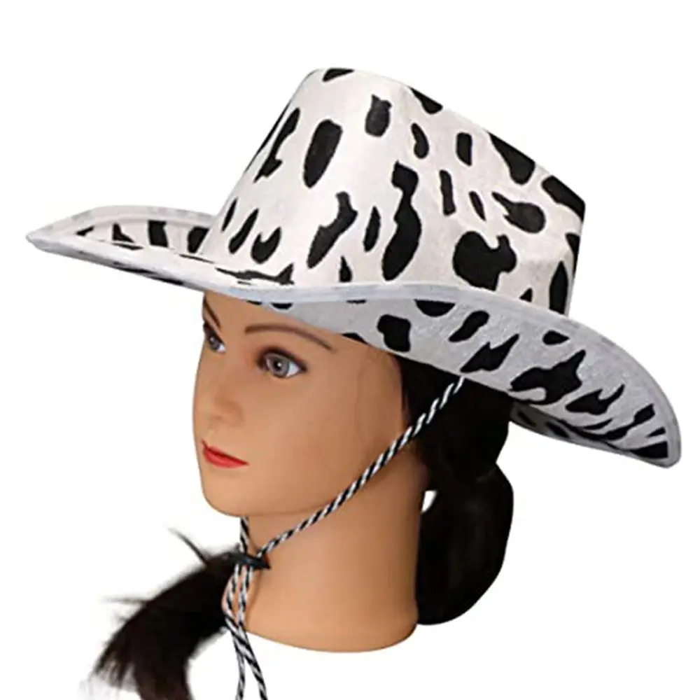

White Fashion Drawstring Cow Windproof Sequin Cowboy Hat Cowgirl Hat Girl Cap Stetson
