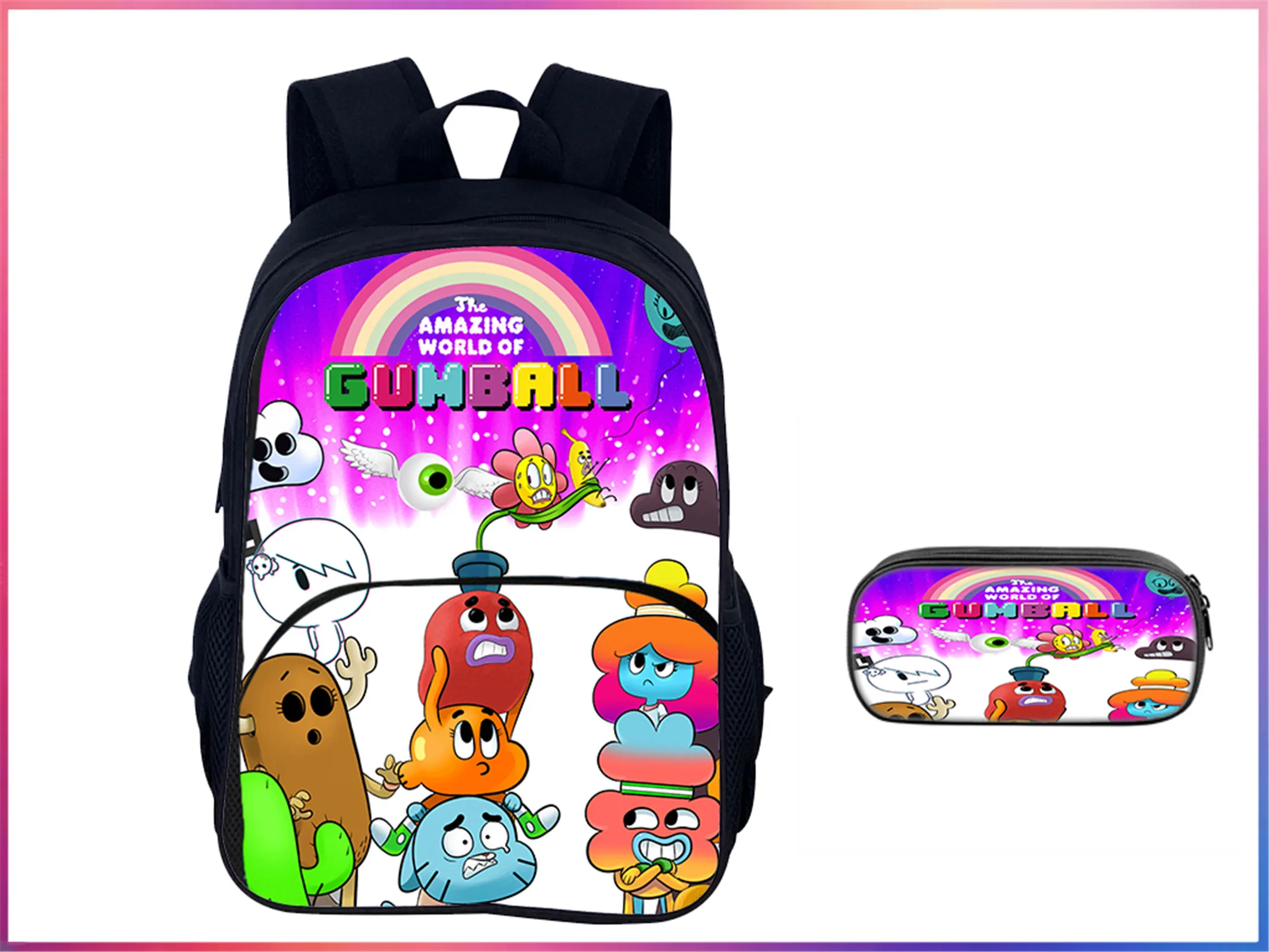 

Большой рюкзак The Amazing World of Gumball Elementary Kid, комплект 2 в 1, школьный рюкзак с пеналом для студентов