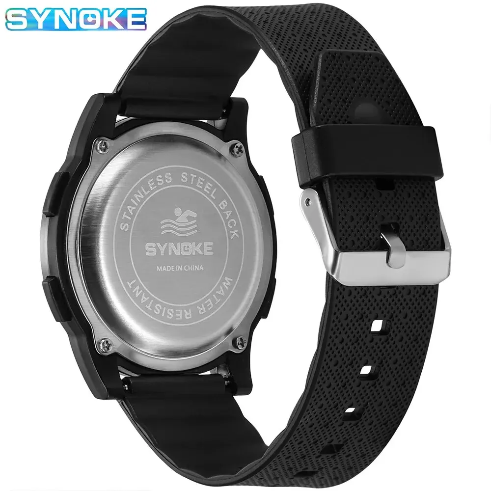 Synoke Outdoor Sport Watch Men Alarm Chrono Clock 5Bar Waterproof Military Watches LED Display Shock Digital Watch Thin Design