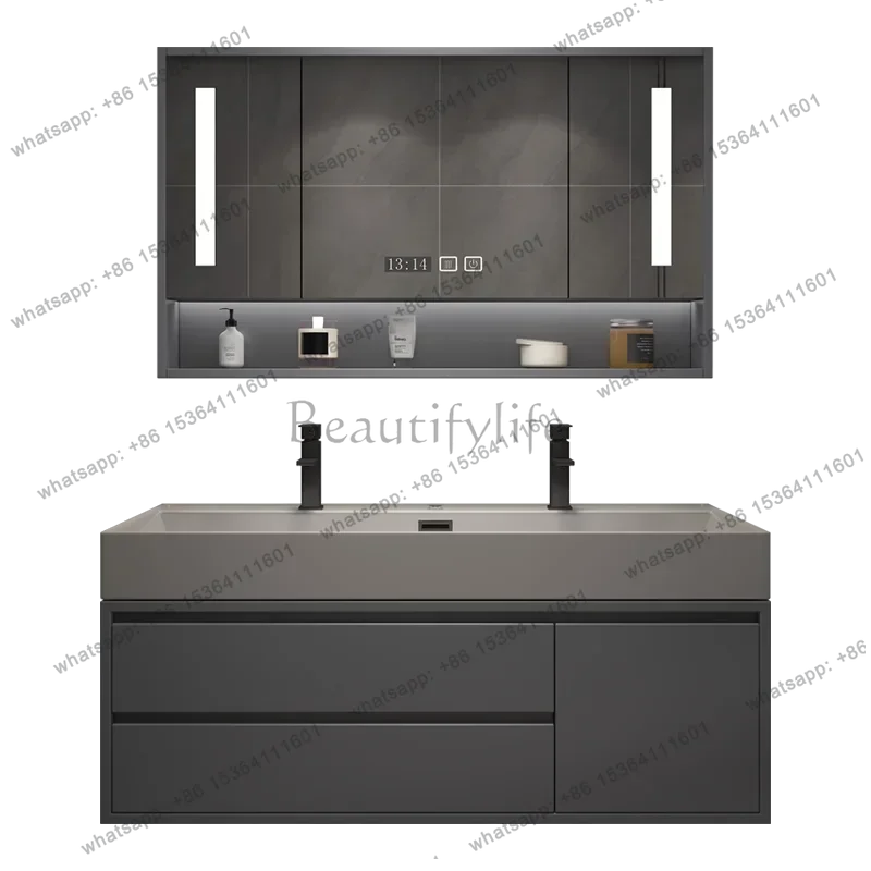 Light luxury nano rock integrated basin bathroom cabinet combined toilet washbasin washstand cabinet