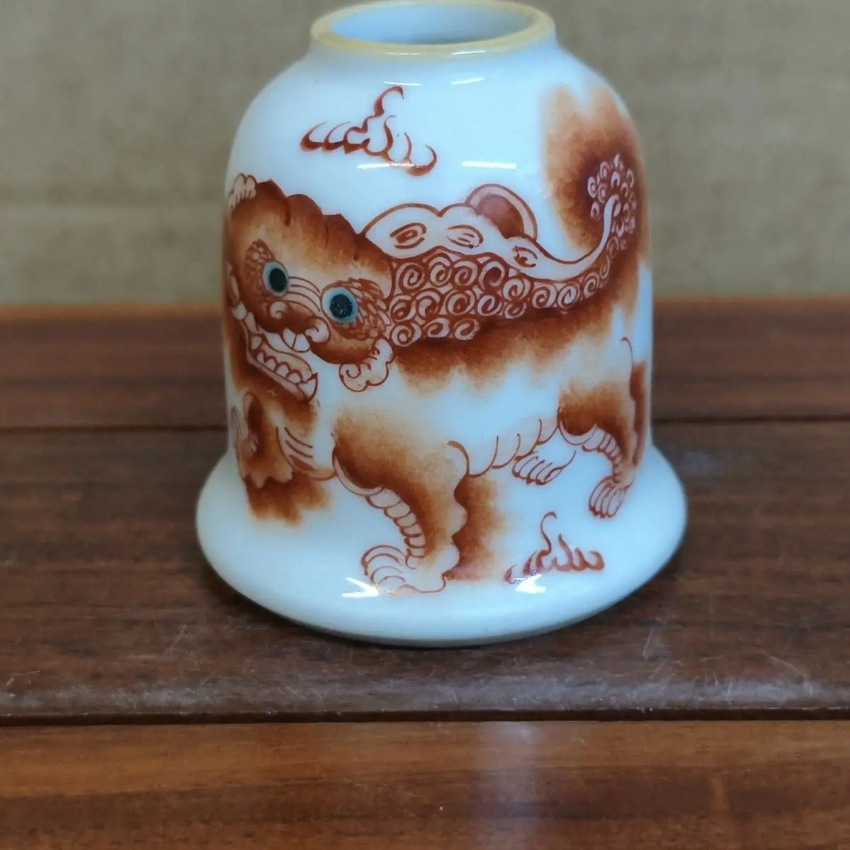 Chinese Antique Old Collection Hand Painted Pastel Taishi Shaobao Water Coupe Calligraphy Brush Washer Decorative Box