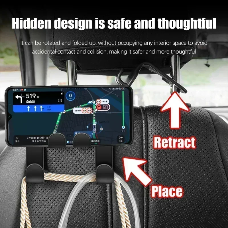

Multifunctional Car Seat Back Hook Phone Holder Rack Bag Storage Hanger Car Seat Headrest Organizer Holder Auto Interior Parts