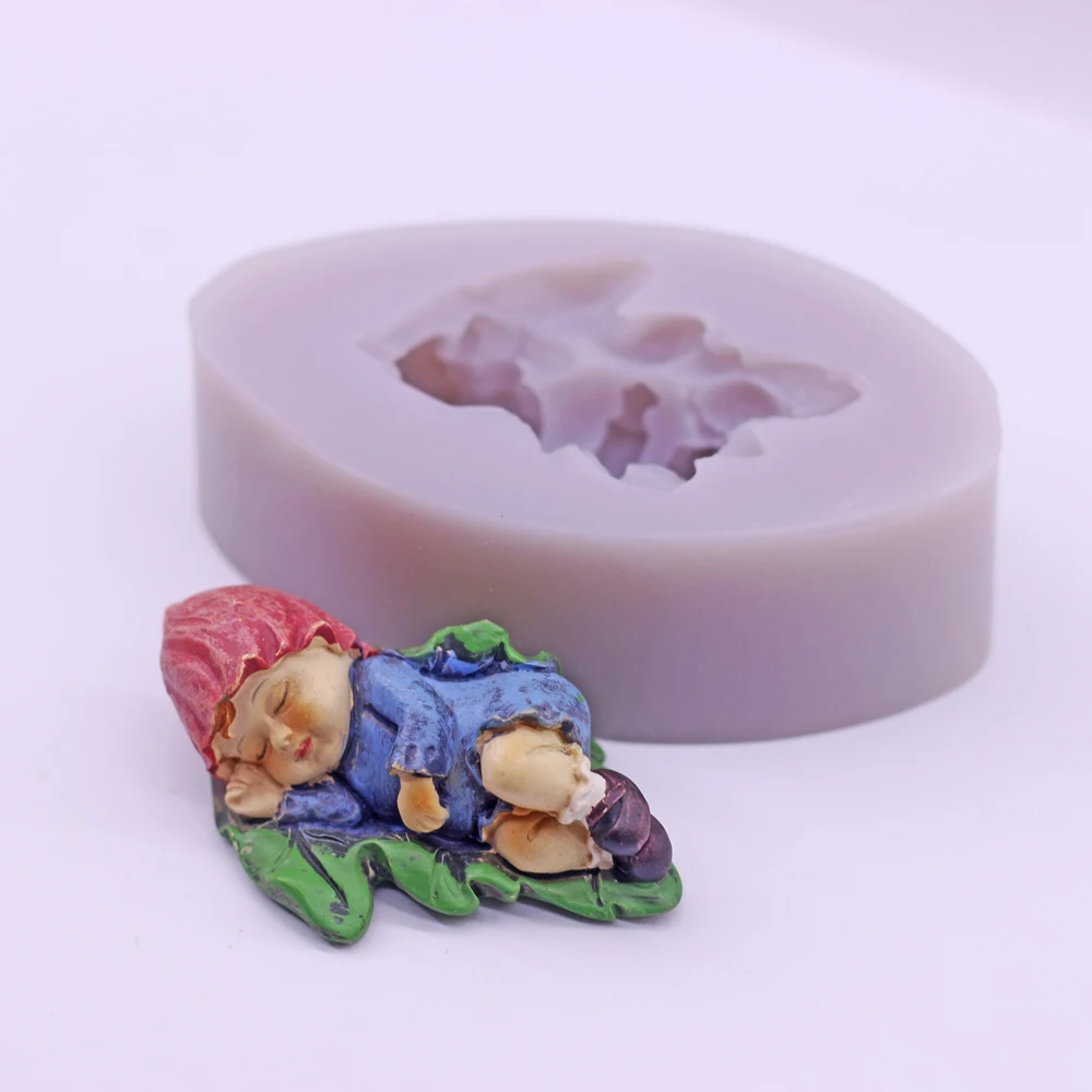 3D Garden Leaf Baby Cradle Silicone Mold Cake Decorating Elf Sleep Theme Sugarcraft Chocolate Candy Mould for DIY Resin Clay
