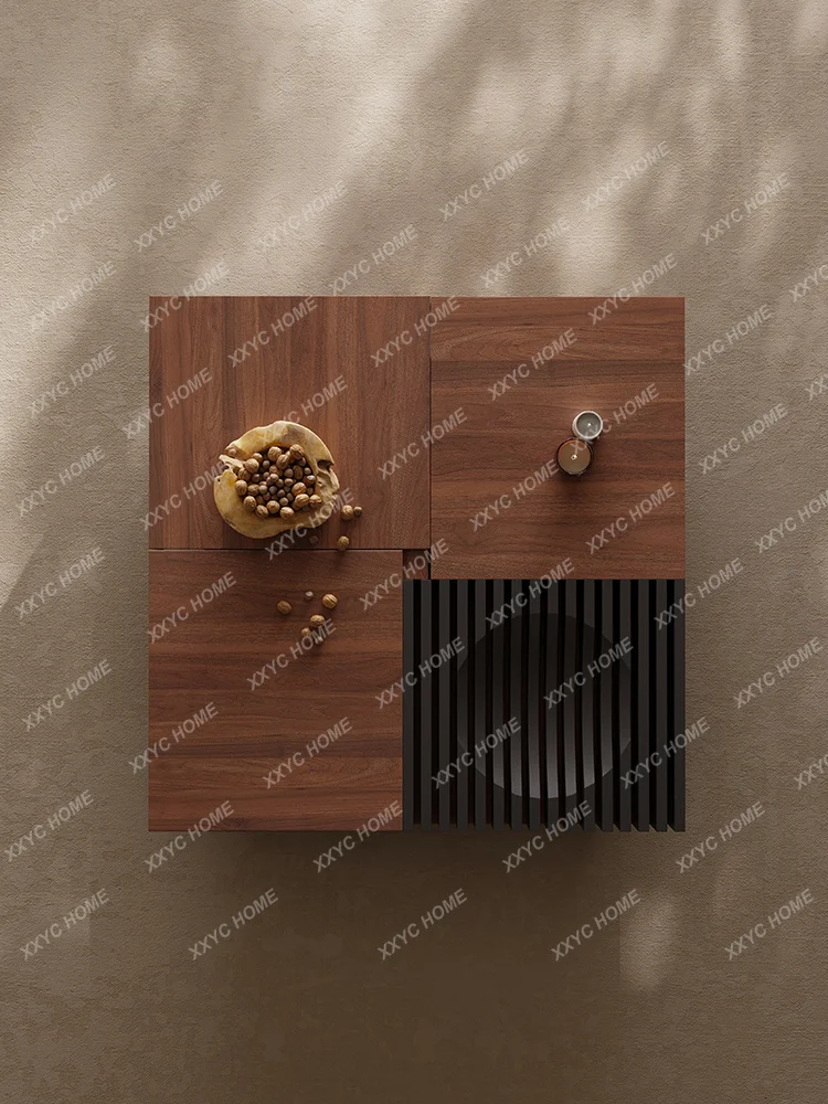 L*Design black walnut coffee table modern simple living room storage square solid wood coffee table
