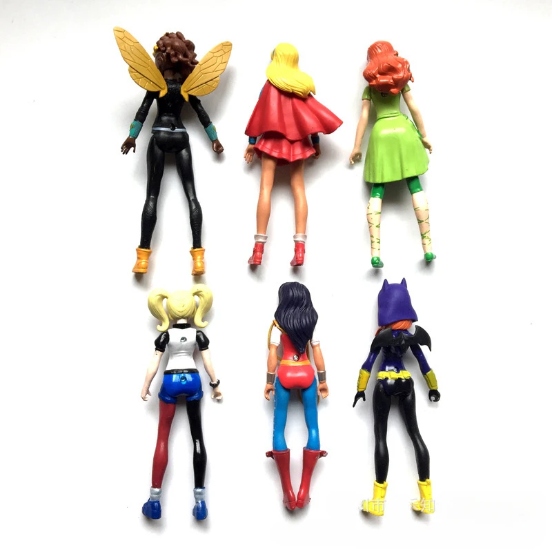 마블 레전드 애니메이션 6 피스 세트 여성 영웅 액션 피규어 장난감 원더 우먼 할리 퀸 Collectible Model Toys 어린이 선물