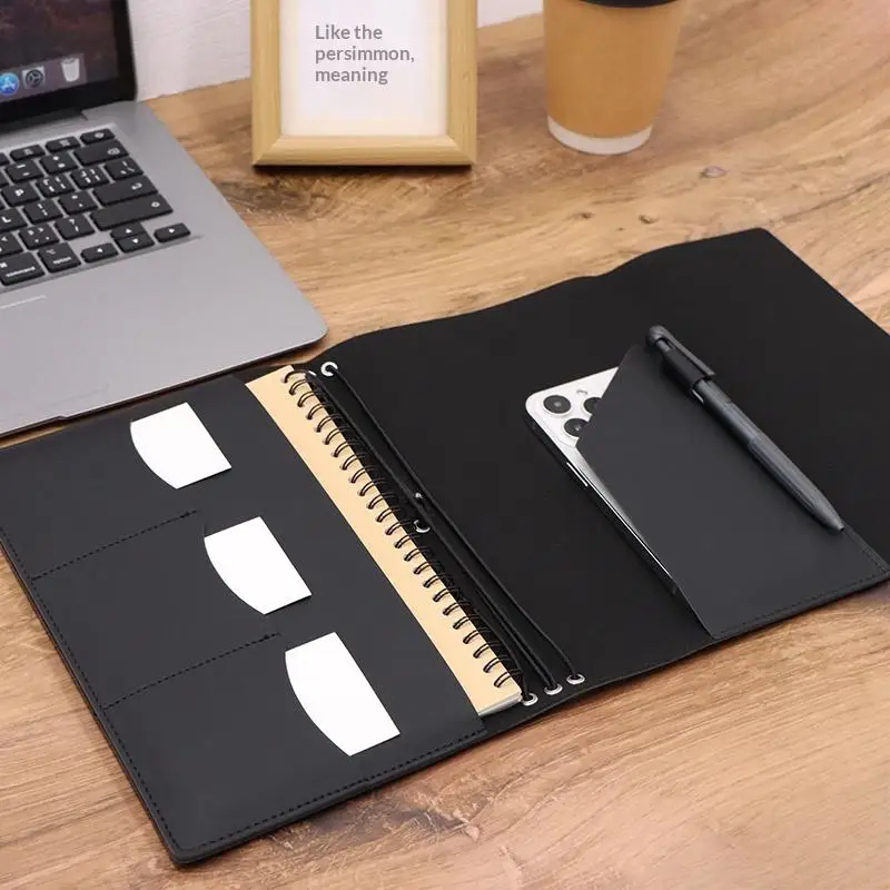 Refillable Notebook Organizer Compact Crazy Horse Leather Binder Vintage Journal Cover Vintage Loose Leaf Notebook For Hobby