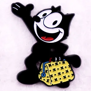 Anime Felix Black Cat Esmalte Pins, Cute Cartoon Metal Brooch, Badge Fashion Jewelry, Chapéu de roupa, Mochila Acessório Presentes 8 principais vendas bolsa do gato felix - №8