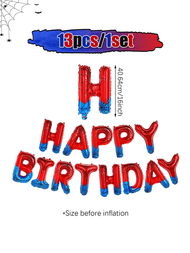 1/2/68-teiliges Geburtstagsset im Spinnen-Thema, Spinnen-Thema Happy Birthday Banner und Ballons, Jungen-Geburtstag, Halloween – Detail 10