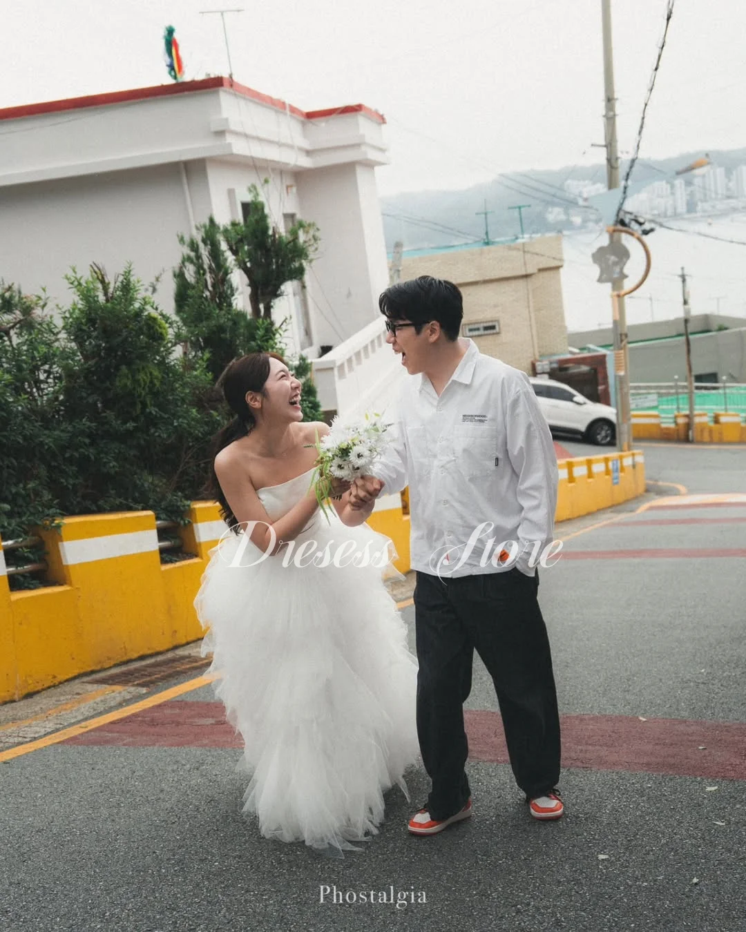 MD New 2025 Modern Pleat Tulle A-line Wedding Dress Sleeveless Strapless Korea Photoshoot Bridal Gown 2025 Customized 웨딩드레스
