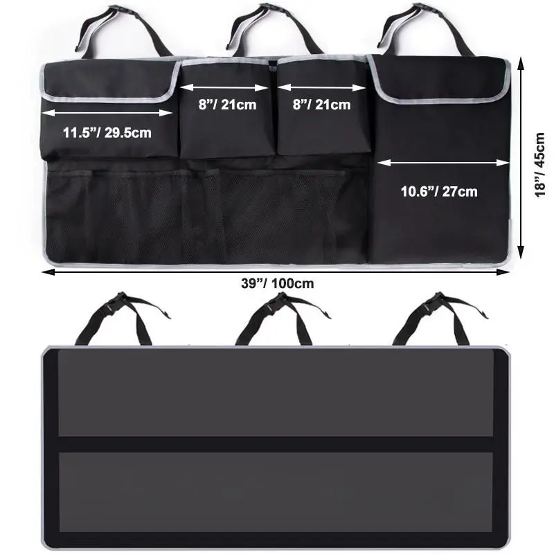 Durable Oxford Car Backseat Trunk Organizer, High‑Capacity Hanging Storage Bag with Multi Pockets, Universal for SUV, Truck, MPV