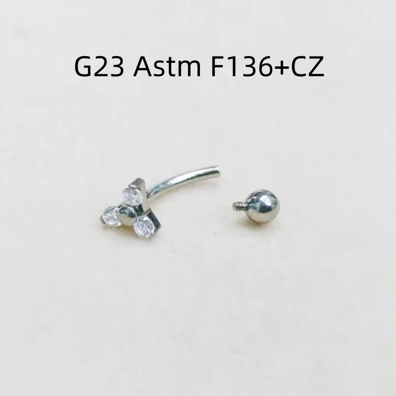 

Lot10pcs 16G G23 Titanium 3 Oval CZ Eyebrow Curve Navel Button Bar Lip Labret Bar Ear Helix Tragus Rook Bar Piercing Jewelry