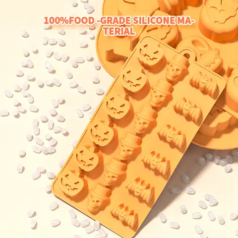 Halloween horror pumpkin bat silicone mold ghost hat skeleton ice block chocolate food baking tray mold biscuit cake baking mold