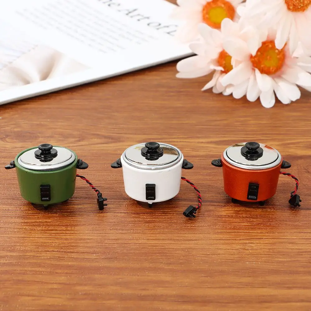 1/12 Scale Miniature Rice Cooker Mini Electrical Appliances Dollhouse Kitchenware Cookware Toys DIY Doll Kitchen Accessories