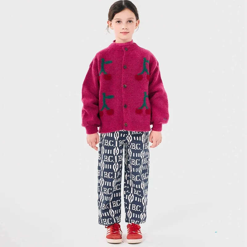 2024 New Autumn Winter Children's Clothing Girl Embroidery Sweaters Boys Warm Sweater Kids Printed Trousers Sets for Children