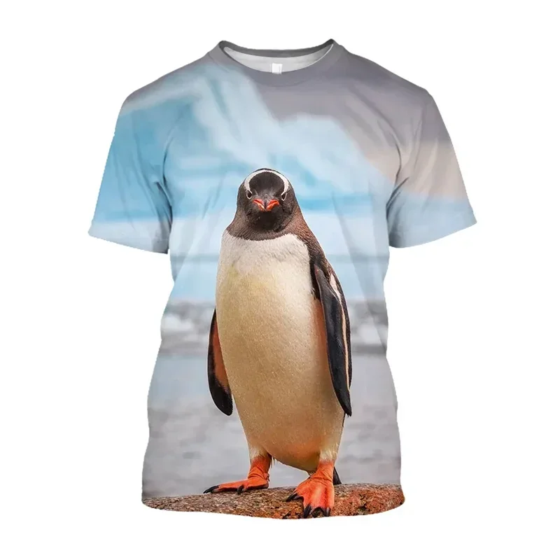 T-shirt Animale Con Stampa 3d Simpatico Pinguino Per Uomo T-shirt Oversize Casual Moda Estiva Girocollo Manica Corta Per Bambini