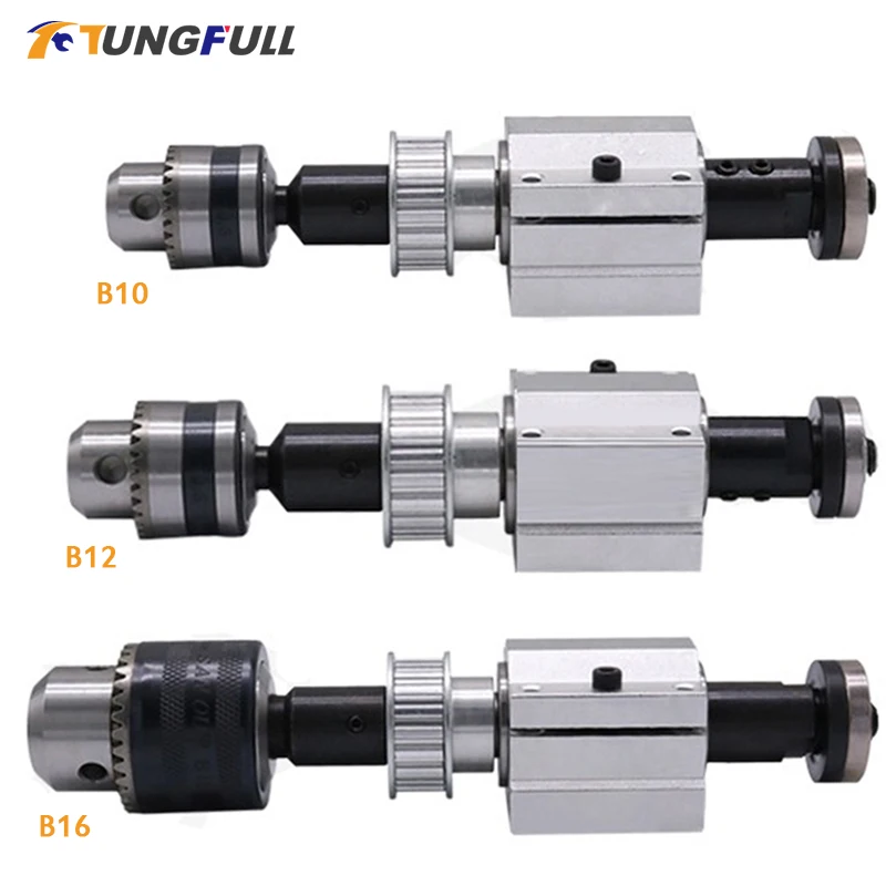 DIY Woodworking Cutting Grinding No Power Spindle Assembly with B10/B12/B16 Drill Chuck Set for Table Saw Bench Drill