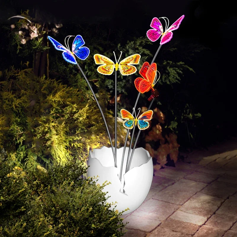 Customized Outdoor Cocoon Breaking Butterfly Landscape Lamp Luminous Dynamic Peony Butterfly Decoration