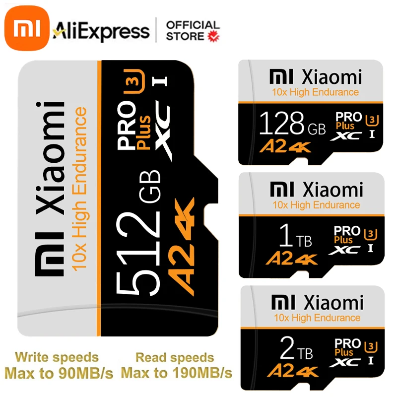 Xiaomi Original Micro TF SD Card 2TB 1TB 512GB 256GB 128GB 64GB A2 C10 TF Card Usb Flash Memory Card 190mb/s For Mobile Phone