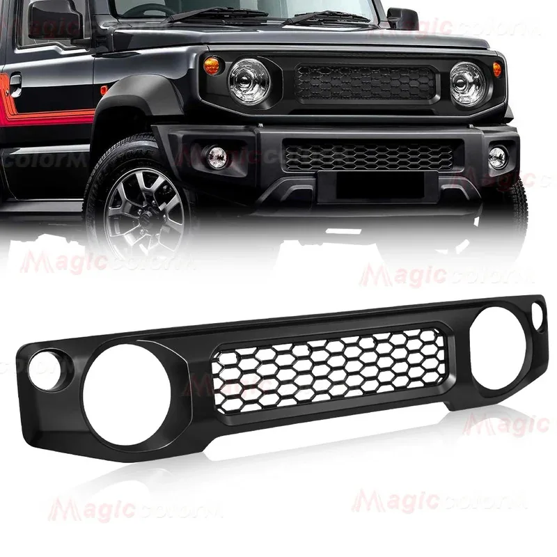 

Car Front Bumper Mesh Racing Grill For Jimny JB74 JB64 2019 2021 2022 2023 2024 ABS Black Middle Grille Cover Accessories
