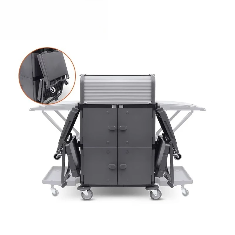 Hotel Room Attendant Housekeeping Cart Trolley Creative Design Open Front Plastic with Cleaning Bag for Hotel Cleaning Carts
