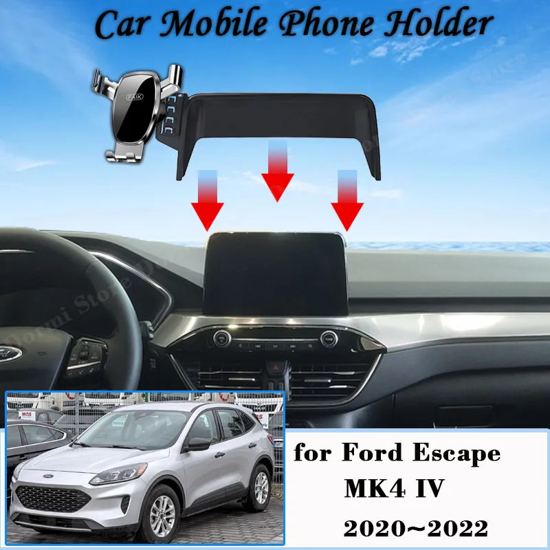 Dudukan ponsel layar GPS, dudukan ponsel pintar untuk Ford Escape MK4 IV 2020 2021 2022, Aksesori otomatis braket gravitasi