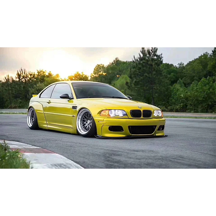 For BMW E46 Sedan 4 Door 2Door  FRP Front Bumper Splitter Lip Side Fender Cover Rear Spoiler Wide Body Kit Car Accessories