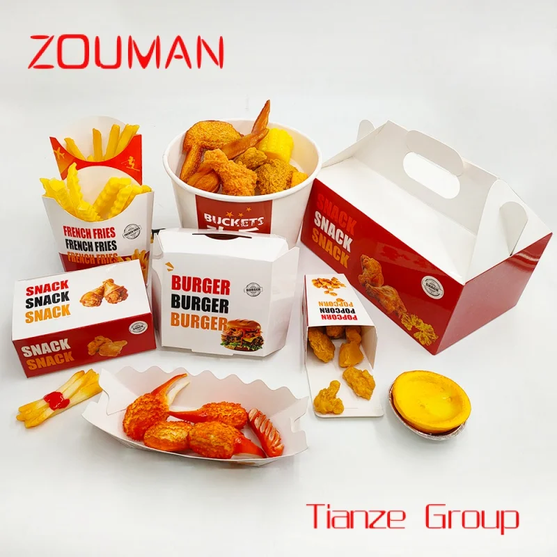 Custom Food Boxes Frietjes Gebakken Kip Nuggets Karton Papier Weg Te Nemen Voedsel Verpakking