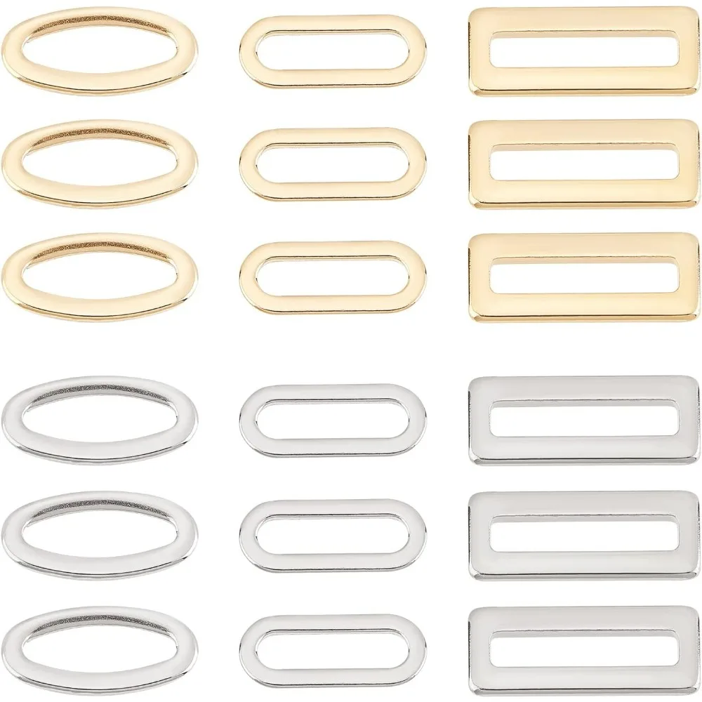 36Pcs 2 Colors 3 Styles Linking Rings 304 Stainless Steel Linking Rings Rectangle/Oval Frames Connectors for Bracelet Necklac