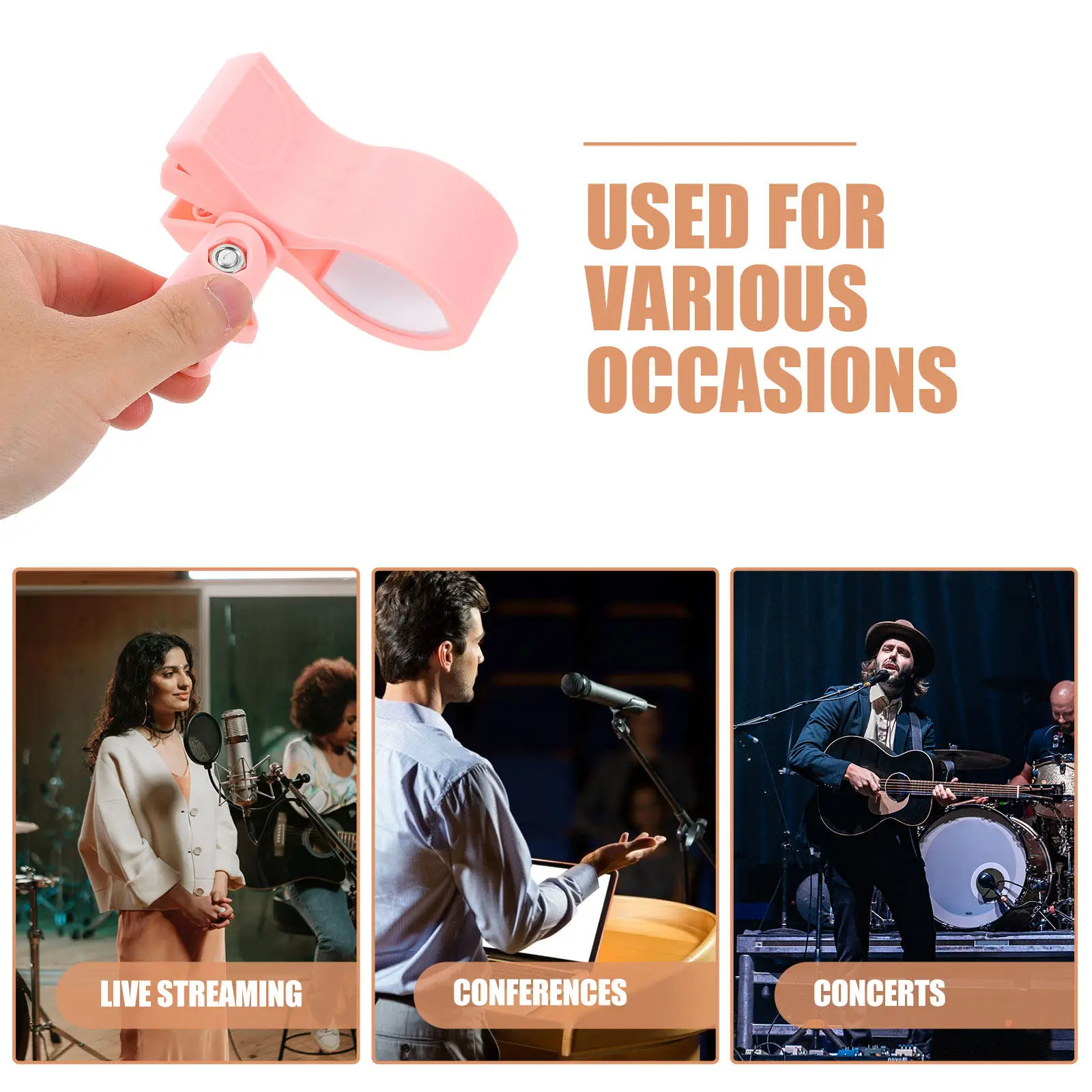 Pink Microphone Desktop Clip with 3 8 Inch Copper Thread Heavy Duty Adjustable Mic Stand Clamp for Streaming Singing Podcasting