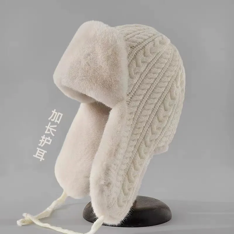 

Winter Velvet Thick Wool Hat Cute Knit Hat Women Ear Protection Skiing Hat Cyc Warm Pullover Hat Beanie Caps Men 4m752