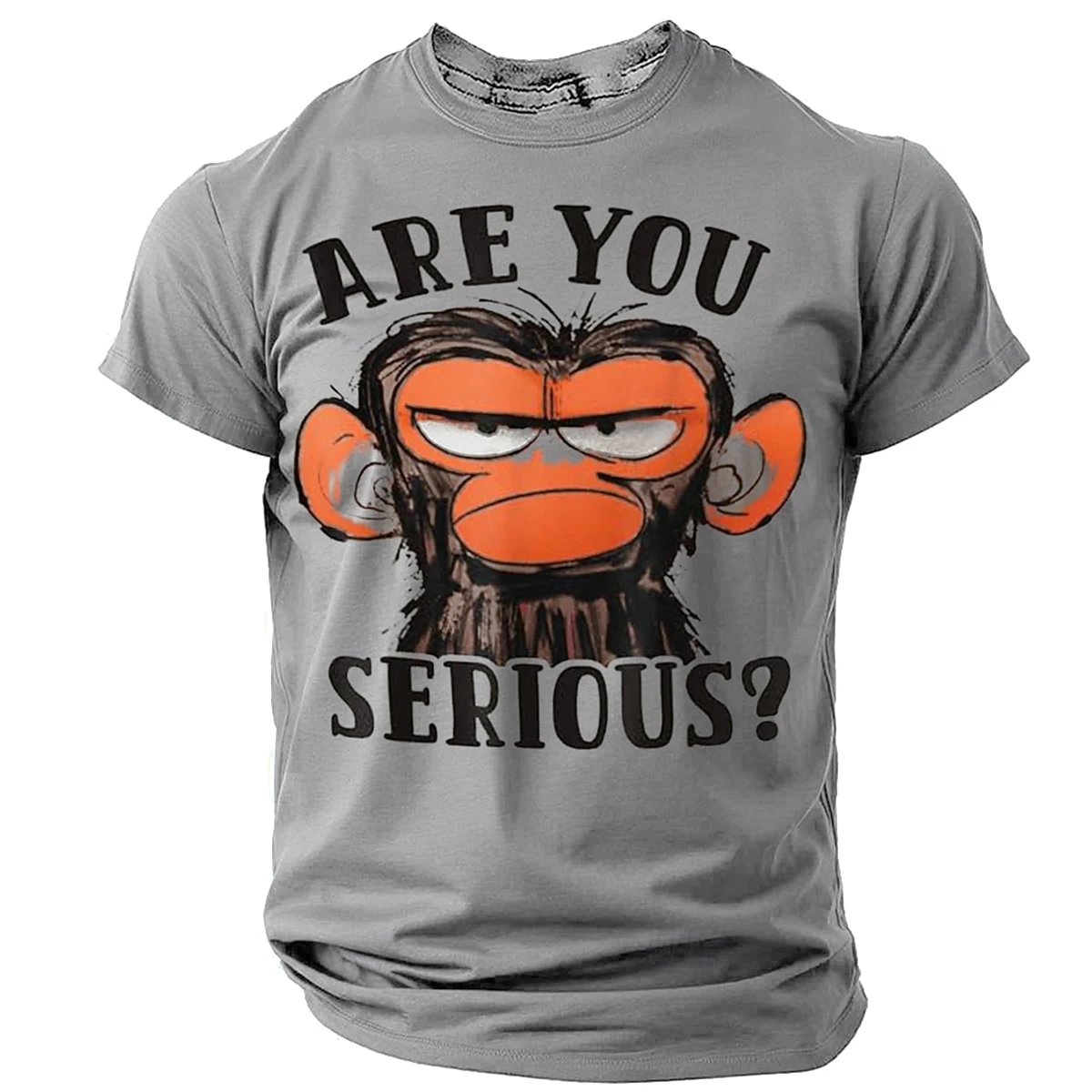 تي شيرت قرد مطبوع شخصي للرجال مع متعة "هل أن تكون خطيرة" خط الصيف قصيرة الأكمام العصرية رداء علوي غير رسمي