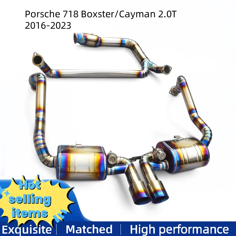 Suitable for Porsche 718 Boxster/Cayman 2.0T 2016-2023 Titanium Alloy Full Exhaust System Cat Back Exhaust Downpipe Muffler