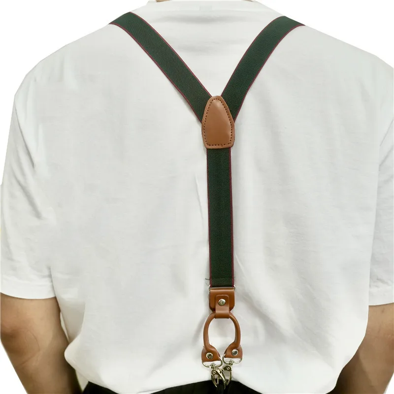 Suspenders for Men Wedding 2.5cm Wide Y-Back Hook Suspender Tall Adjustable Elastic Striped Trouser Braces Straps