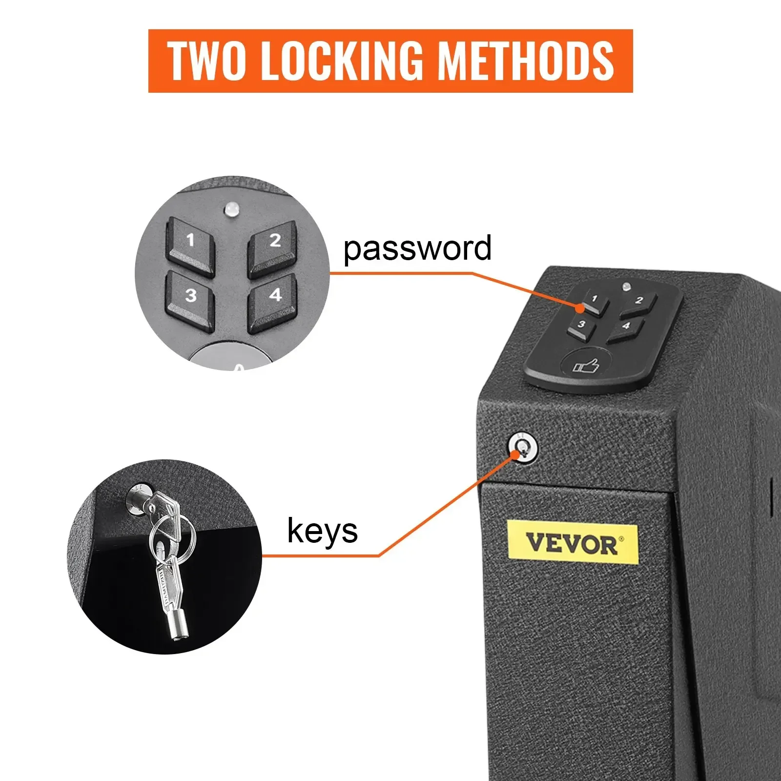 VEVOR Password Gun Safes Pistol Safe Box Steel Gun Box Security Guns Password Unlock Anti-Burglary With Keys