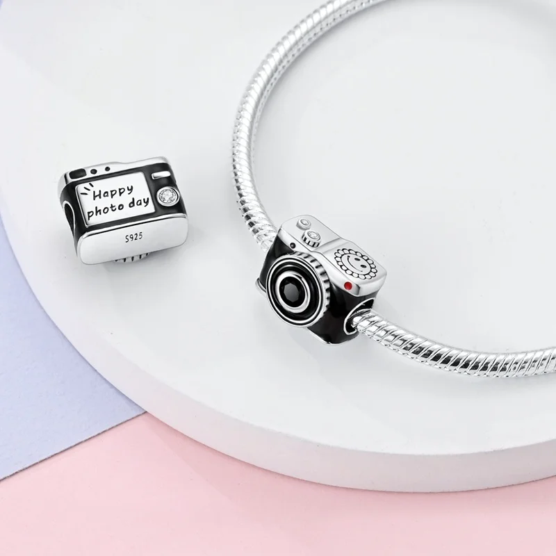 Fit Pan 925 Original Bracelets Summer Travel Series Camera Motorcycle Global Travel Colored Zircon Beads Beaded Diy Jewelry