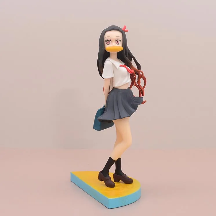 New 22cm Anime Demon Slayer Figure Kamado Nezuko Tanjirou School Uniform Pleated Skirt PVC Model Collectible Toys Doll Ornament