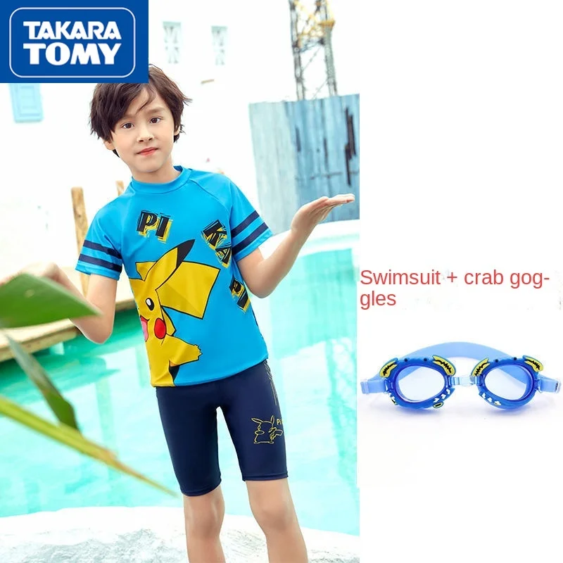 

TAKARA TOMY Pikachu Boy Quick-drying High-elastic Cute Cartoon Split Swimsuit Children's Seaside Skin-friendly Surfing Suit