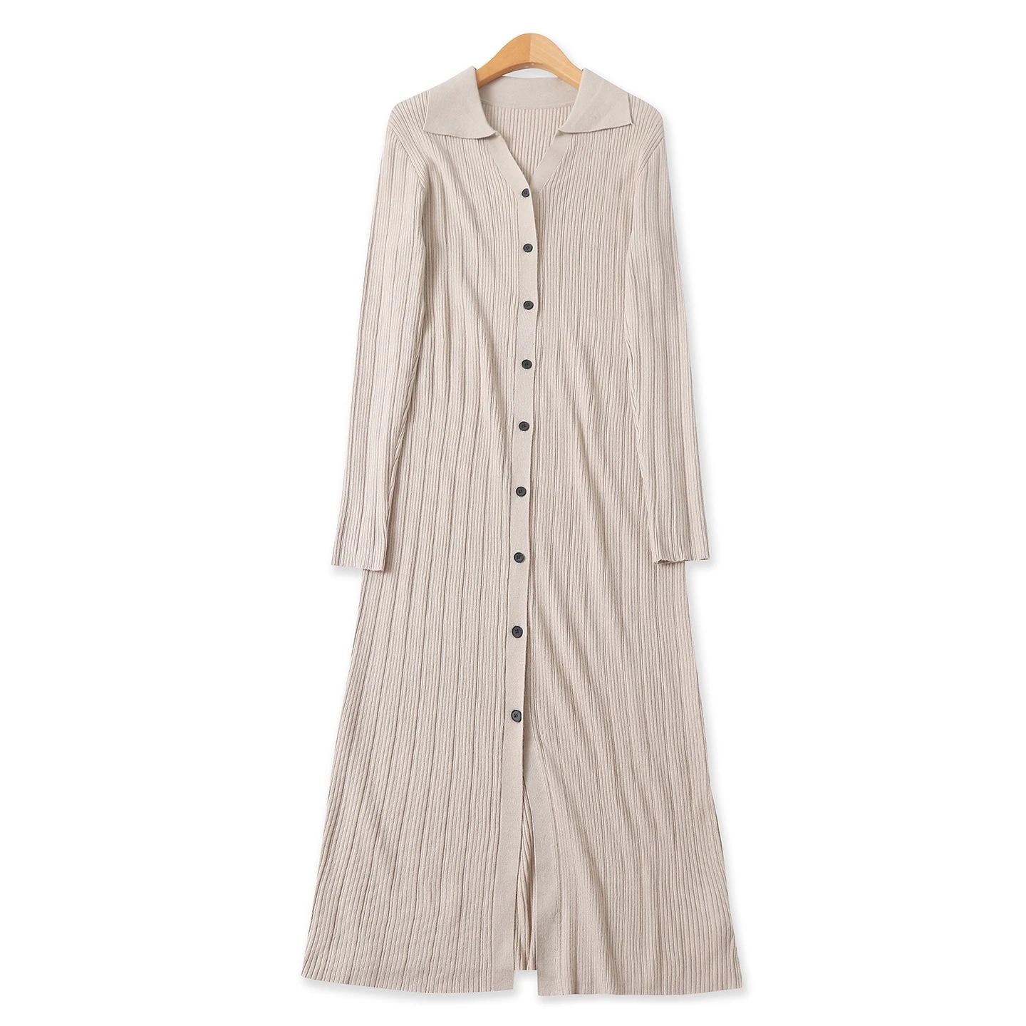 Long Knitted Open Cardigan High Elastici Long Sve Turn-down Collar Slim Fit Autumn New Women's Faion Versatile Sweater