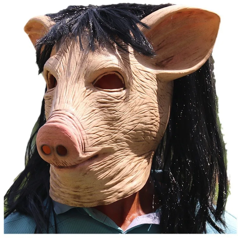 Halloween Scary Saw Pig Head Mask Cosplay Party Horrible Animal Masks Full Face Latex Mask Halloween Party Decoration Latex Prop