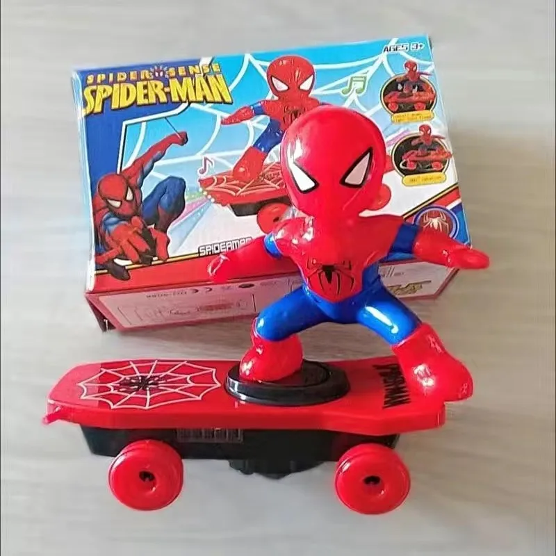 New The Avengers Spiderman Automatic Flip Rotation Skateboard Acousto-optic Car Electric Music Stunt Scooters Toy Christmas Gift