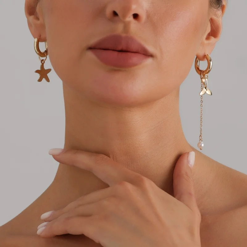Personalized Dolphin Tail Glazed Starfish Ear Pin For Women A Unique And Eye Catching Design For Your Ears